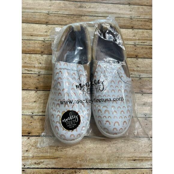 Monkey Feet Shoes - Monkey Feet Women's Tan Rainbow Slides Size 39 (Size 8) NWT
